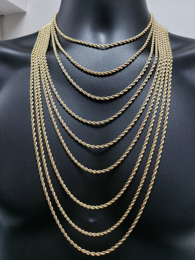10K Gold 3mm Semi Solid Rope Chain 26 Inches – Gold Custom