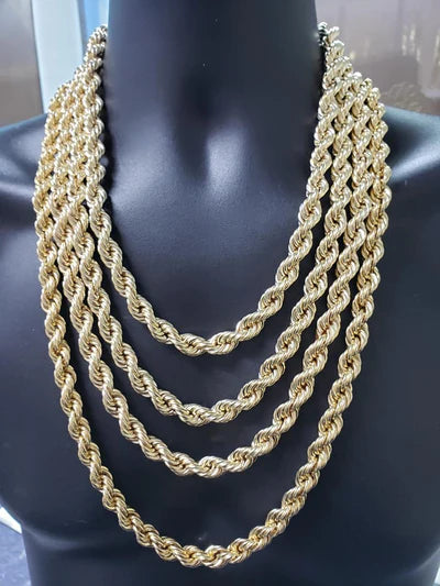 10K Gold 10mm Rope Chain Necklace 20 Inches – Gold Custom