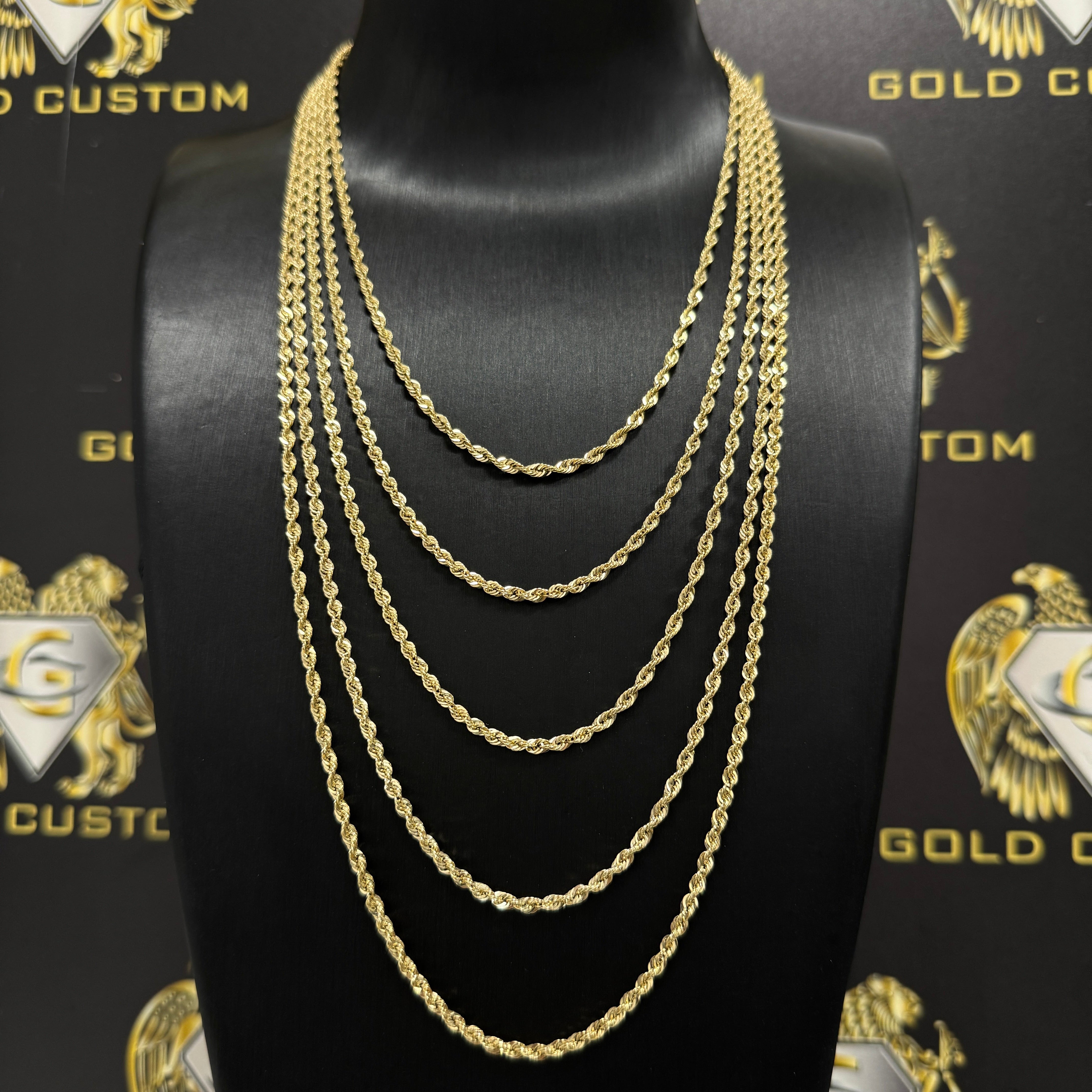 10K Gold 2.5MM Laser Cut Rope Chain 16 Inch – Gold Custom