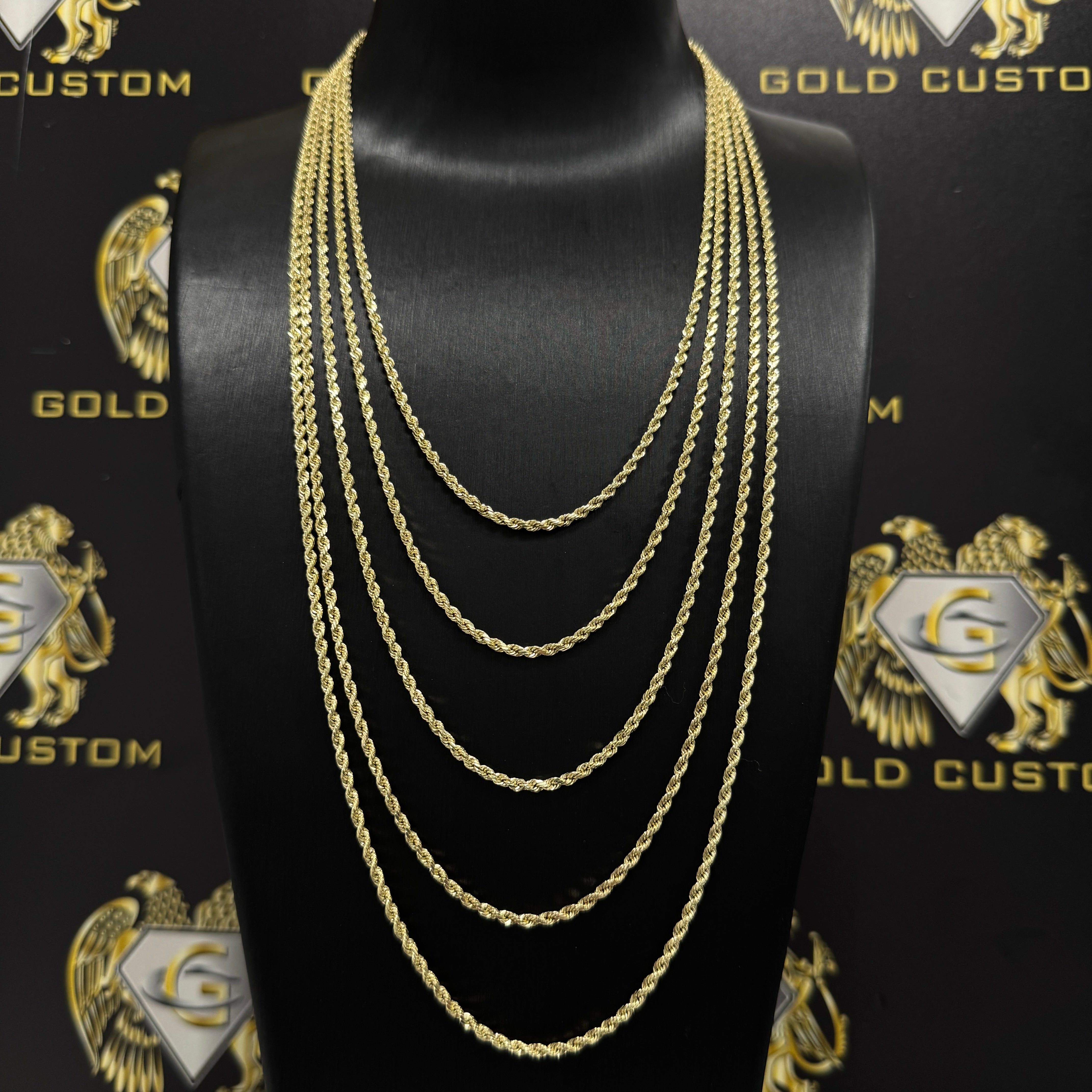 10K Gold 2.5MM Diamond Cut Rope Chain 22 Inch – Gold Custom